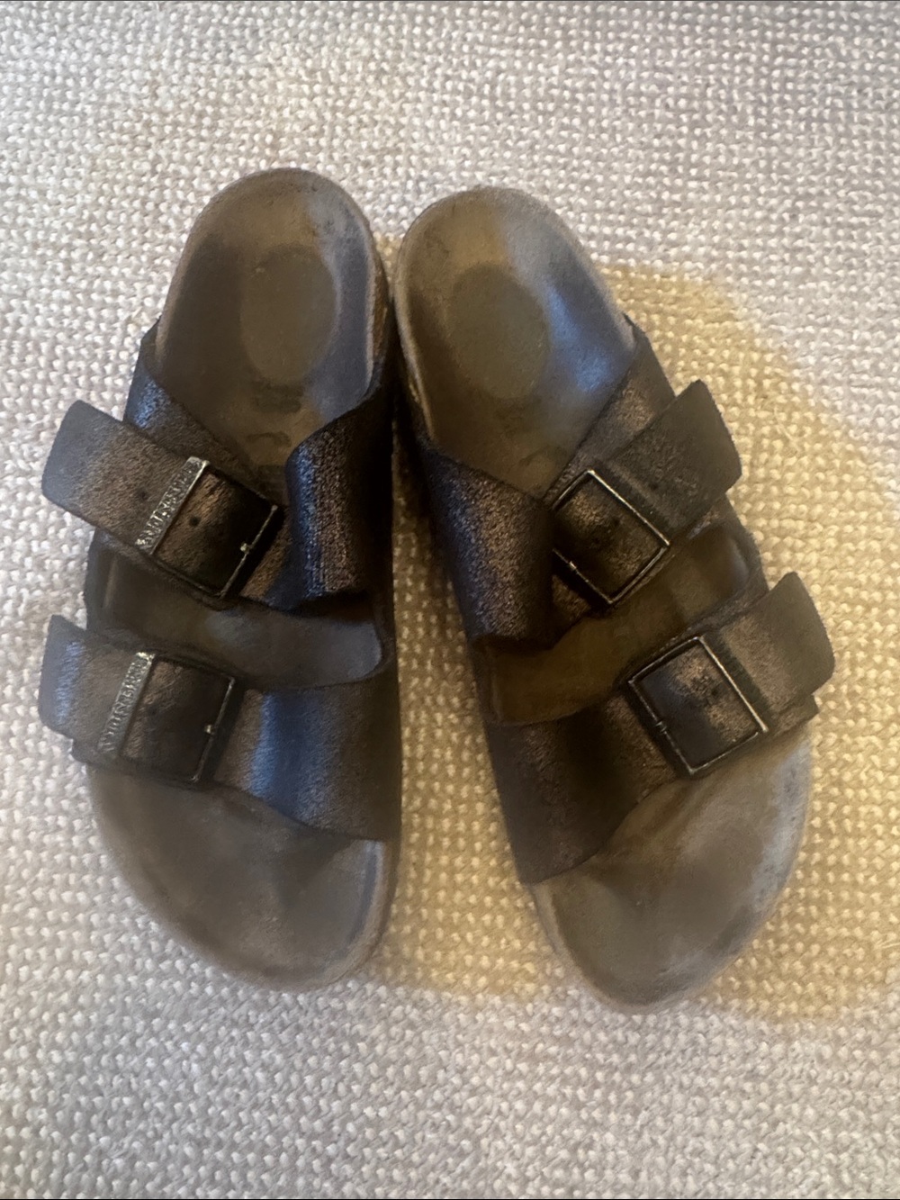 Birkenstock Two-Strap Sandals in Black Gold